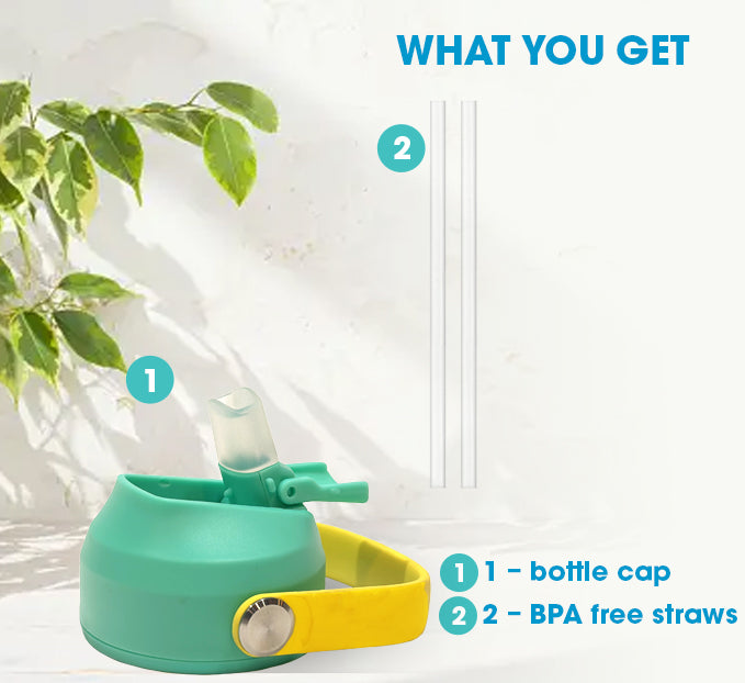 Wide-Mouth Water Bottle Lid with Flip-Up Straw